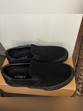 RAYE Black Suede Slip-On Loafers